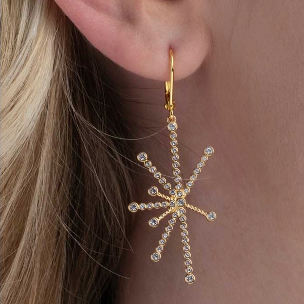 Starburst Earrings Touchstone Crystal by Swarovski BNIB gold ion plated Gorgeous